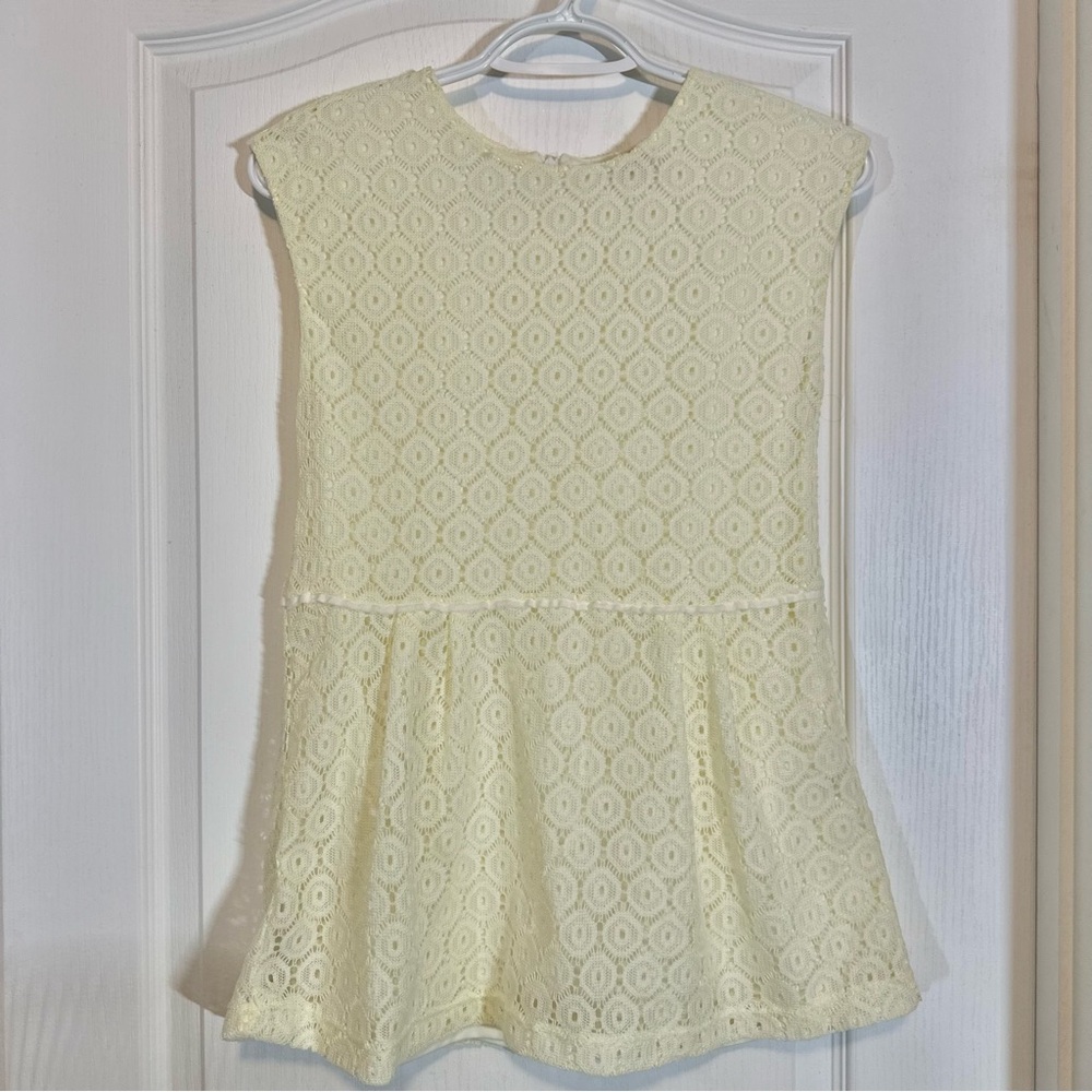 Poof Girl Girls Size Large Cream Casual Sleeveless Lace Blouse Dress